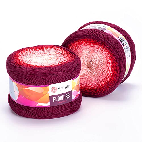 YarnArt Blumengarn, 55% Baumwolle, 45% Acryl, 250 g, 1094 m, mehrfarbiges Baumwollgarn, Regenbogen-Häkelgarn, Frühling, Sommer 2 Sportgarn (269) von Yarn Art