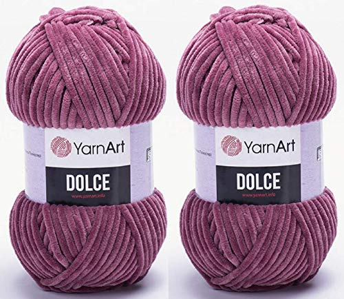 YarnArt Dolce-Garn, 100 % Mikro-Polyester, 2 Stück, 260 Meter, 2 x 100 g, super sperrig: 6 Baby-Chenille-Garn (751 Dusty Rose) von Yarn Art