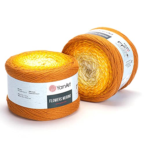 YarnArt Flowers 552 Merinowolle, Acrylgarn, Strickgarn, flauschiges Texturgarn mit warmen und Regenbogenfarben, für Herbst und Winter, leicht, 225 g, 1 Stück YarnArt Flowers 552 Merinowolle, Acrylgarn, Strickgarn, flauschiges Texturgarn mit warmen und Regenbogenfarben, für Herbst und Winter, leicht, 225 g, 1 Stück von Yarn Art