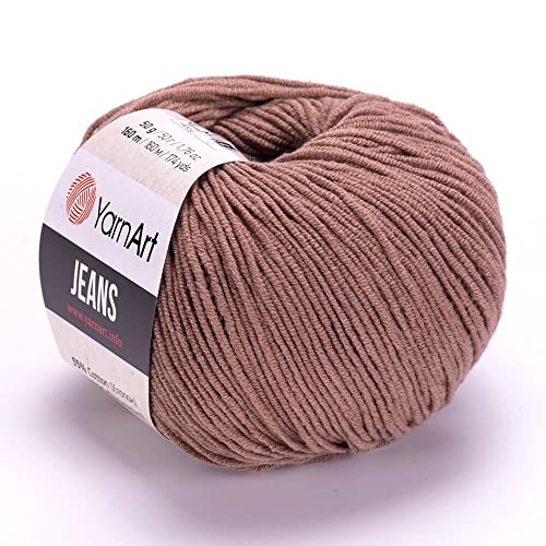 YarnArt Jeans Garn, 55 % Baumwolle, 45 % Polyacryl, insgesamt 50 g, 160 m, Garngewicht 2: Fine-Sport (Braun - 71, 3er-Pack) von Yarn Art