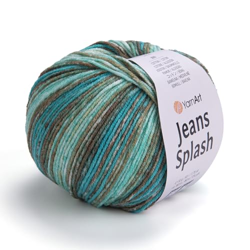 YarnArt Jeans Splash 961 Sportgarn, 55 % Baumwolle, 45 % Acryl, 1 Knäuel, 50 g, 170 m, Baumwollgarn, Strickgarn, weiches Garn, Amigurumi-Baumwollgarn (961) von Yarn Art