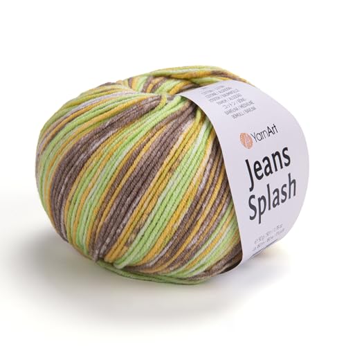 YarnArt Jeans Splash – Buntes Sportgarn, 55 % Baumwolle, 45 % Acryl, 1 Knäuel, 50 g, 170 m, Baumwollgarn, Strickgarn, weiches Garn, Amigurumi-Baumwollgarn (958) von Yarn Art