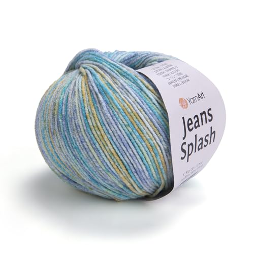 YarnArt Jeans Splash – Buntes Sportgarn, 55 % Baumwolle, 45 % Acryl, 1 Knäuel, 50 g, 170 m, Baumwollgarn, Strickgarn, weiches Garn, Amigurumi-Baumwollgarn (959) von Yarn Art