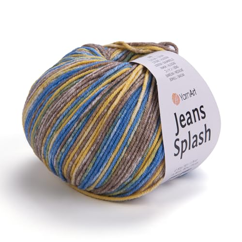 YarnArt Jeans Splash – Buntes Sportgarn, 55 % Baumwolle, 45 % Acryl, 1 Knäuel, 50 g, 170 m, Baumwollgarn, Strickgarn, weiches Garn, Amigurumi-Baumwollgarn (960) von Yarn Art