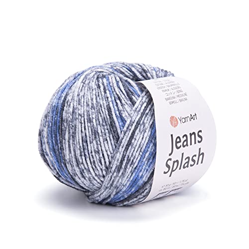 YarnArt Jeans Splash - buntes Sportgarn 55% Baumwolle 45% Acryl 1 Knäuel 50 gr 174 Yds Baumwollgarn Strickgarn weiches Garn Amigurumi Baumwollgarn (947) von Yarn Art