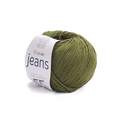 YarnArt Jeans-Sportgarn, 55 % Baumwolle, 45 % Acryl, 1 Knäuel, 50 g, 174 m, Baumwollgarn, Strickgarn, weiches Garn, Amigurumi-Baumwollgarn, Häkeln (82) von Yarn Art