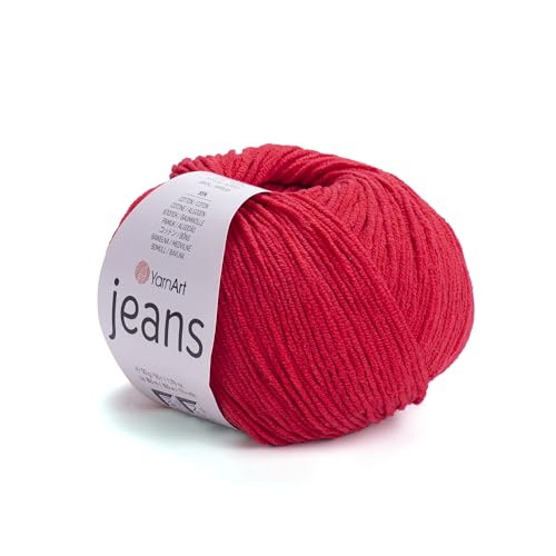 YarnArt Jeans-Sportgarn, 55 % Baumwolle, 45 % Acryl, 1 Knäuel, 50 g, 174 m, Baumwollgarn, Strickgarn, weiches Garn, Amigurumi-Baumwollgarn (90) von Yarn Art