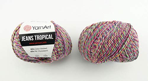 YarnArt Jeans Tropical Garn Baumwollgarn Amigurumi Babygarn Wolle 50g Yarn Art 160m/50g (621) von Yarn Art