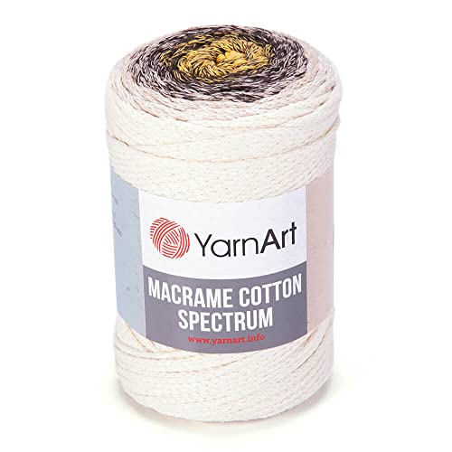 YarnArt Makramee-Baumwollspektrum – 80 % Baumwolle, mehrfarbig, 250 g, buntes Seil für Knoten, Weben, Basteln – Kammgewicht Aran (4) (1301) von Yarn Art