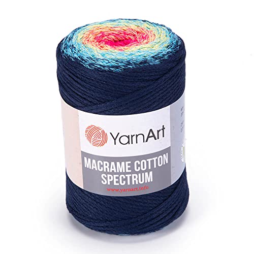 YarnArt Makramee-Makramee-Seil, Baumwolle, 250 g, 250 m, 80 % Baumwolle, mehrfarbig, Makramee-Garn, Gewicht Kammgarn, Aran (4) (1318) von Yarn Art