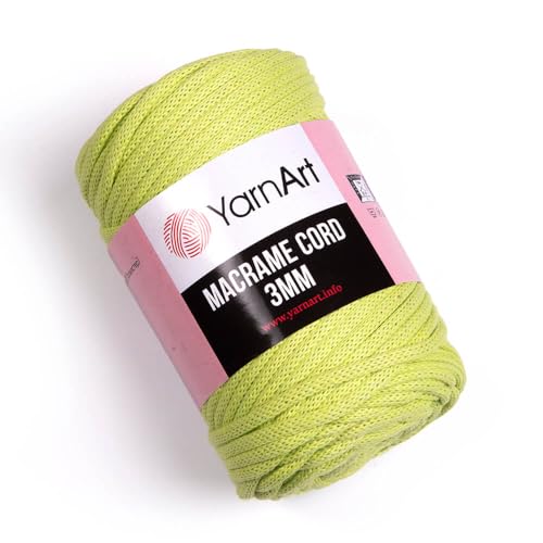 YarnArt Makramee-Schnur 3 mm – Makramee-Seil zum Basteln, Knoten, Wandbehang und Heimdekoration – 60 % Baumwolle, 40 % Viskose und Polyester, weich und langlebig (755-PISTACHIO) von Yarn Art