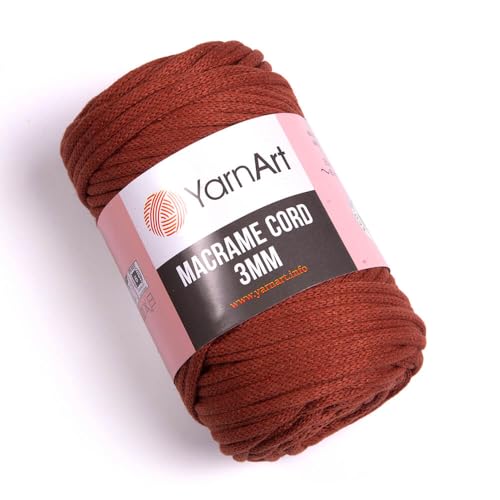 YarnArt Makramee-Schnur 3 mm – Makramee-Seil zum Basteln, Knoten, Wandbehang und Heimdekoration – 60 % Baumwolle, 40 % Viskose und Polyester, weich und langlebig (785-TERRACOTTA) von Yarn Art