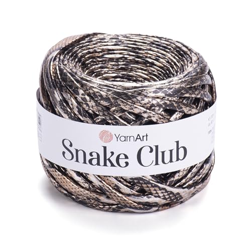 YarnArt Snake Club 5101, super sperriges T-Shirt-Garn, 100 % Polyester, 170 g, 60 m, glänzende Farben, Handtaschengarn, Teppich, schickes Nacht-Bah-Garn, Häkeltaschengarn von Yarn Art