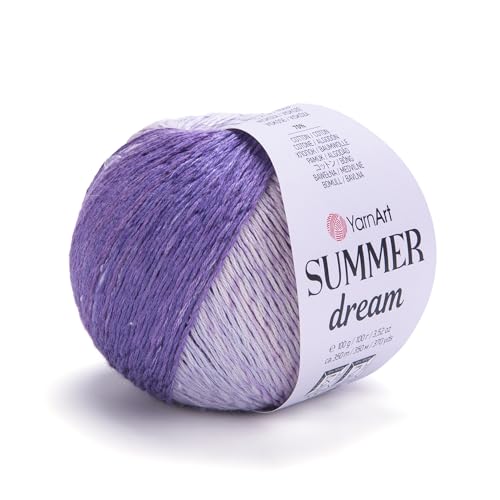 YarnArt Summer Dream Glitzergarn, mehrfarbiges Strickgarn, Sommergarn, glitzerndes Garn, Schalgarn, 70 % Baumwollgarn, helles Garn (4306) von Yarn Art