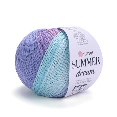 YarnArt Summer Dream 4302 Baumwollmischgewebe, 96 g, 380 m, Regenbogen-Garn für alle Jahreszeiten, geeignet zum Stricken von Blusen, Schals, Schals und Pullovern, fein 2 von Yarn Art