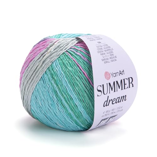 YarnArt Summer Dream 4309 Baumwollmischgewebe, 96 g, 380 m, Regenbogen-Garn für alle Jahreszeiten, geeignet zum Stricken von Blusen, Schals, Schals und Pullovern, fein 2 von Yarn Art