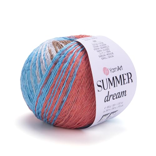 YarnArt Summer Dream Glitzergarn – mehrfarbiges Strickgarn – Sommergarn – glitzerndes Garn – Schalgarn – Baumwollmischung und merzerisiertes Baumwollgarn, 100 g – Einzelpackung von Yarn Art