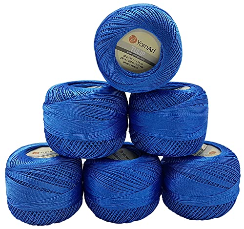 YarnArt Tulip 6 x 50 gr. Paket, Seide Garn Mikrofaser Garn Satin Garn Seide brillante Garn glänzend Garn (Blau 464) von Yarn Art