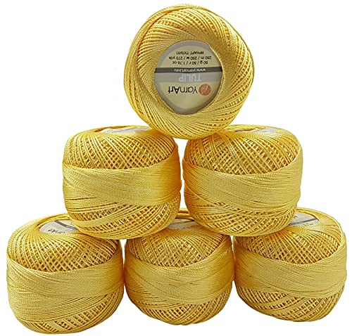 YarnArt Tulip 6 x 50 gr. Paket, Seide Garn Mikrofaser Garn Satin Garn Seide brillante Garn glänzend Garn (Hell Gelb 463) von Yarn Art