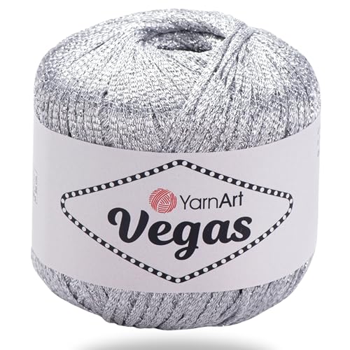 YarnArt Vegas Metallic-Garn - 60% Viskose, 40% Metallic - Funkelndes Garn zum Häkeln, Stricken, Sommerkleidung, Schals, Kleider, Spitzenprojekte, 50 g/150 m Flachfaden (41) von Yarn Art