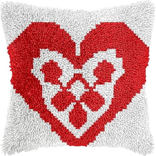 YarnAdventures Latch Hook Kissen Kit,Rotes Liebesherzmuster,DIY Knüpfhaken-Set,Kissenbezug,Knüpfteppich Knüpfpackung,Sofakissenbezug Handgemachte Geschenke,17x17in YarnAdventures Latch Hook Kissen Kit,Rotes Liebesherzmuster,DIY Knüpfhaken-Set,Kissenbezug,Knüpfteppich Knüpfpackung,Sofakissenbezug Handgemachte Geschenke,17x17in von YarnAdventures