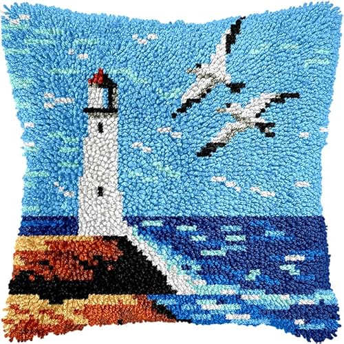 YarnAdventures Meerblick Kissenbezug Knüpfset,Leuchtturm und Möwen,Knüpfkissen Set,Knüpfteppich Zum Selber Knüpf-Sets,DIY Knüpfteppich Knüpfpackung,Latch Hook Kits,43x43cm YarnAdventures Meerblick Kissenbezug Knüpfset,Leuchtturm und Möwen,Knüpfkissen Set,Knüpfteppich Zum Selber Knüpf-Sets,DIY Knüpfteppich Knüpfpackung,Latch Hook Kits,43x43cm von YarnAdventures