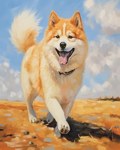 YarnAdventures Tier Haustier Hund Malen Nach Zahlen Für Erwachsene Anfänger,Akita Inu,Malen Nach Zahlen Kits DIY Acrylmalerei Für Erwachsene Kinde Kunsthandwerk,40x50cm von YarnAdventures