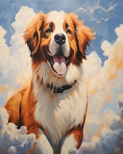 YarnAdventures Tier Haustier Hund Malen Nach Zahlen Für Erwachsene Anfänger,Bernhardiner,Malen Nach Zahlen Kits DIY Acrylmalerei Für Erwachsene Kinde Kunsthandwerk,40x50cm von YarnAdventures