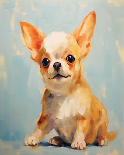 YarnAdventures Tier Hund Malen Nach Zahlen Für Erwachsene Anfänger,Süßes Chihuahua-Haustier,Malen Nach Zahlen Kits DIY Acrylmalerei Für Erwachsene Kinde Kunsthandwerk,40x50cm von YarnAdventures