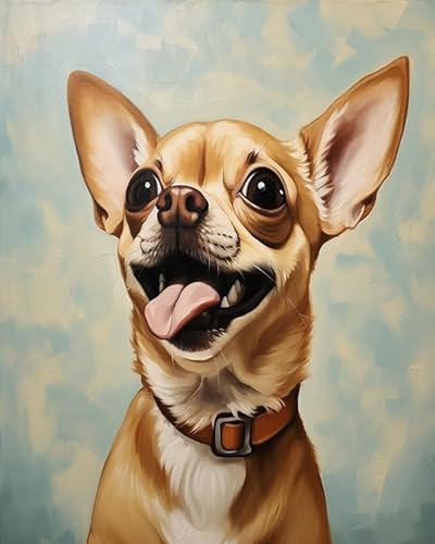 YarnAdventures Tier Hund Malen nach Zahlen Kits auf Leinwand,Süßes Chihuahua-Haustier,Malen Nach Zahlen mit Pinseln und Acrylfarben Handgemalt Ölgemälde Kits für Home Decor,40x50cm von YarnAdventures