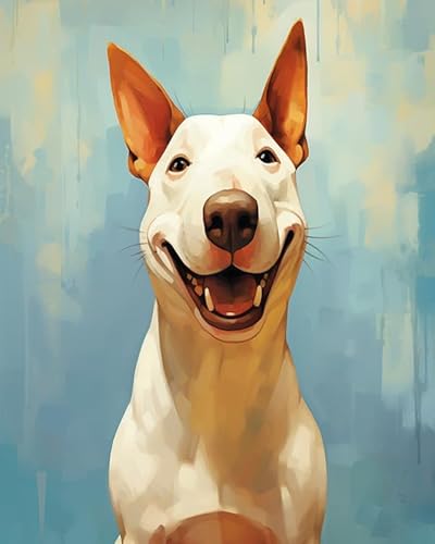 YarnAdventures Tier Hund Paint by Numbers for Beginner,Niedliches Bullterrier-Haustier,Oil Painting by Numbers Kits,Paint Kits Canvas Gifts Arts Crafts for Home Decor,40x50cm von YarnAdventures