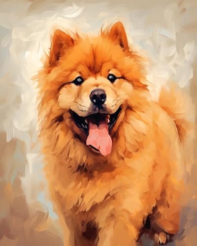 YarnAdventures Tier Hund Paint by Numbers for Beginner,Süßes Chow-Chow-Haustier,Oil Painting by Numbers Kits,Paint Kits Canvas Gifts Arts Crafts for Home Decor,40x50cm von YarnAdventures