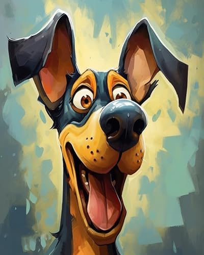 YarnAdventures Tier Hund Painting by Numbers Kit for Adults,Niedlicher Dobermann Pinscher Hund,DIY Canvas Oil Painting Kit for Kids or Beginner Paint Kit for Home Wall Decor Gift,40x50cm von YarnAdventures