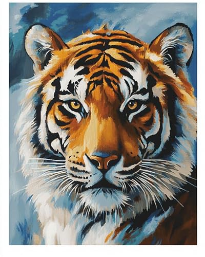 YarnAdventures Tier Malen Nach Zahlen Anfänger,Tiger,Malen Nach Zahlen DIY Handgemalt Ölgemälde Leinwand Kits zur Heimdekoration,16x20in ohne Rahmen von YarnAdventures