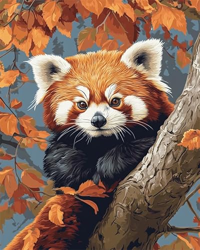 YarnAdventures Tier Malen Nach Zahlen Für Erwachsene Anfänger,Roter Panda,Malen Nach Zahlen Kits DIY Acrylmalerei Für Erwachsene Kinde Kunsthandwerk,40x50cm ohne Rahmen von YarnAdventures