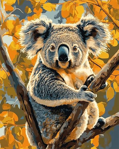 YarnAdventures Tier Malen nach Zahlen,Koala,DIY handgemalte Kits,Kunstwerk für Heimdekoration,Geschenk für Erwachsene,Anfänger,Kinder,40x50cm ohne Rahmen von YarnAdventures