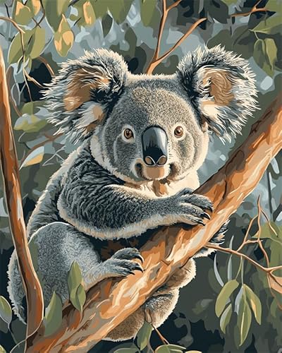 YarnAdventures Tier Paint by Numbers for Beginner,Koala,Oil Painting by Numbers Kits,Paint Kits Canvas Gifts Arts Crafts for Home Decor,40x50cm ohne Rahmen von YarnAdventures