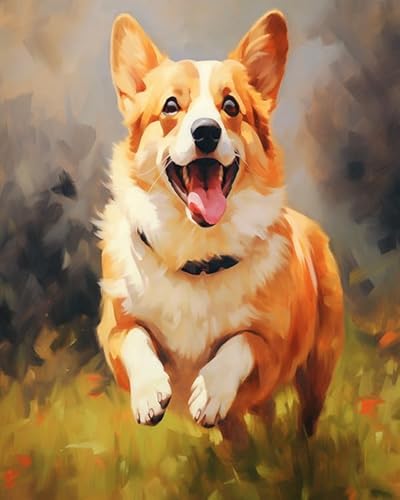 YarnAdventures Tiere Hunde Malen Nach Zahlen Erwachsene,Süße Corgi-Welpen als Haustiere,Paint by Numbers DIY Acrylpigment ölgemäLde Kit für Art Home Decor,40x50cm von YarnAdventures