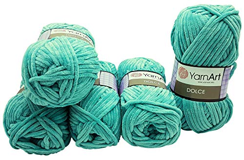 5 x 100 Gramm YarnArt Dolce Strickwolle, Babywolle , 500 Gramm Wolle Super Bulky (antik grün 770) von YarnArt Dolce