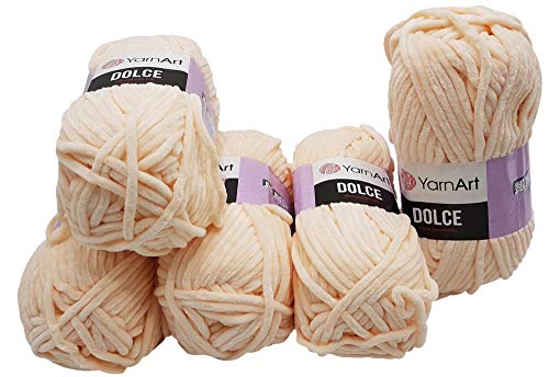 5 x 100 Gramm YarnArt Dolce Strickwolle, Babywolle , 500 Gramm Wolle Super Bulky (blush 779) von YarnArt Dolce