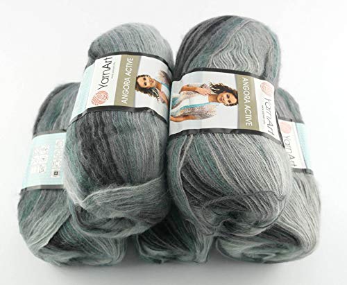 YarnArt 5 x 100 g Angora Active Batik Wolle Mehrfarbig mit Farbverlauf 500 Gramm Wolle mit 25% Mohair-Anteil türkische Wolle (840) von Yarn Art