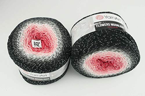 YarnArt Flowers 520 Gramm Bobbel Wolle mit Glitzer und Farbverlauf, 53% Baumwolle, Bobble Strickwolle Mehrfarbig 1000m (3260) von Yarn Art