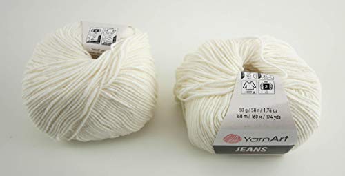 YarnArt Jeans Garn Baumwollgarn Amigurumi Babygarn Wolle 50g Yarn Art 160m/50g Yarnarts (01) von Yarn Art