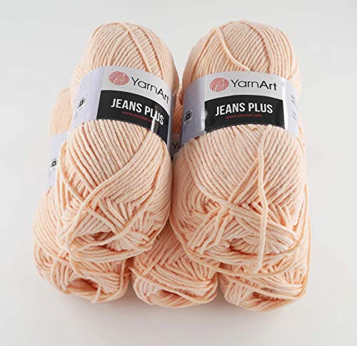 YarnArt Jeans Plus Garn Baumwollgarn Amigurumi Babygarn Wolle 500g 800m/500g 5x100g Yarnarts (73 pastell apricot) von YarnArt