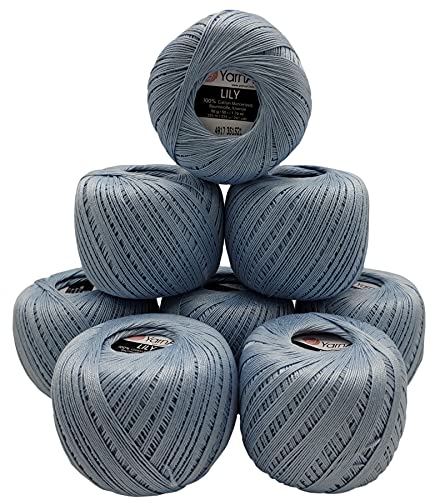 YarnArt Lily 8 x 50 Gramm Garn 100% merzerisierte Baumwolle, 400g Häkelgarn einfarbig, (hellblau 4917) von YarnArt