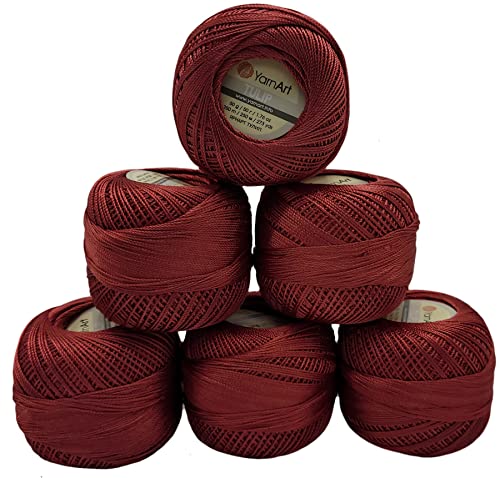 YarnArt Tulip 6 x 50 gr. Paket Seide Garn Mikrofaser, Satin Garn glänzend (braunrot 468) von YarnArt