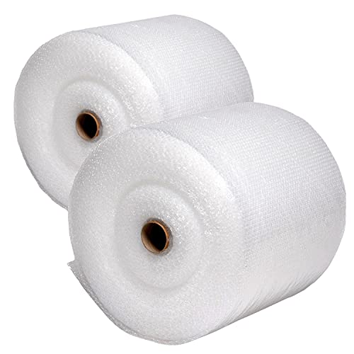 2 Rollen Luftpolsterfolie 50cm x 100m (100m2) Polsterfolie Blasenfolie Knallfolie - Stärke 50my - Verpackungsfolie + Trimmesser von Yaro