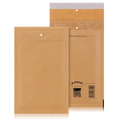 B2 100 St. Luftpolstertaschen Versandtaschen E-PACK B/2 Braun 140×225 Luftpolsterumschlag von Yaro