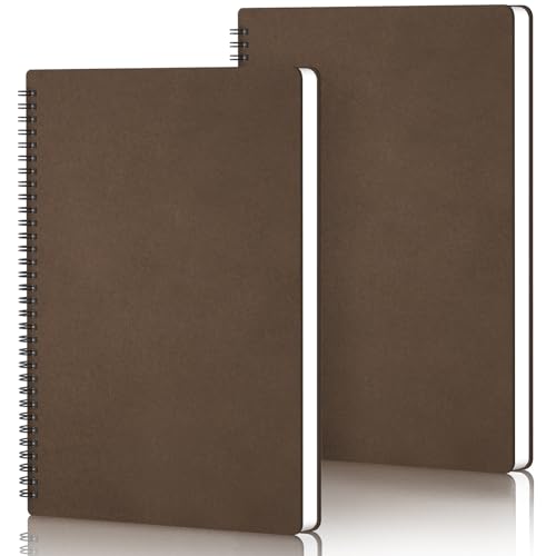 Yarotm Dotted Notizbuch A4-2 Pack Spiralblock Notebook A4-100GSM Gepunktet 5mm Papier Notizblock - 21x29.2cm Spiralbindung Notizheft A4-60 Blatt Kaffeebraun Notizbücher Tagebuch von Yarotm