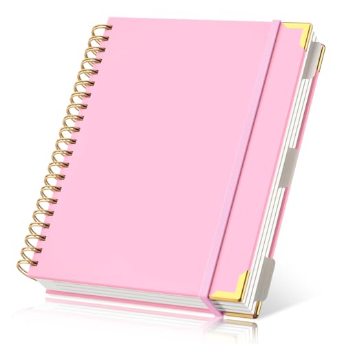 Yarotm Notizbuch A4 Liniert - 1PC Spiralblock Notebook 21.6x28cm - 80GSM Papier Liniert Notizheft A4 - Rosa Tagebuch Spiralbindung - 300 Seiten/150 Blatt Hardcover Notizblock A4 Abreißen von Yarotm